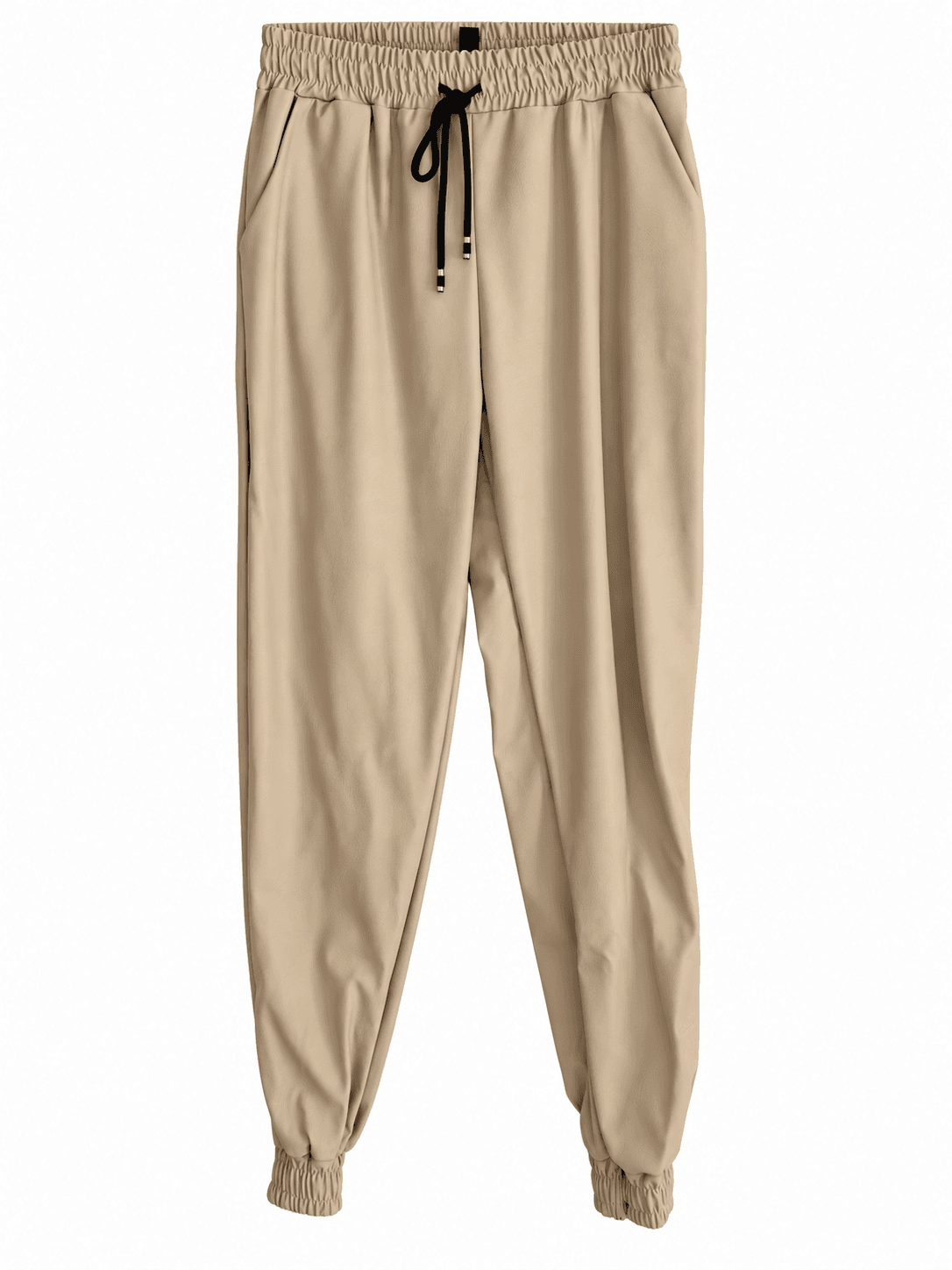 New Collection Leather Look Broek Jogger in Beige