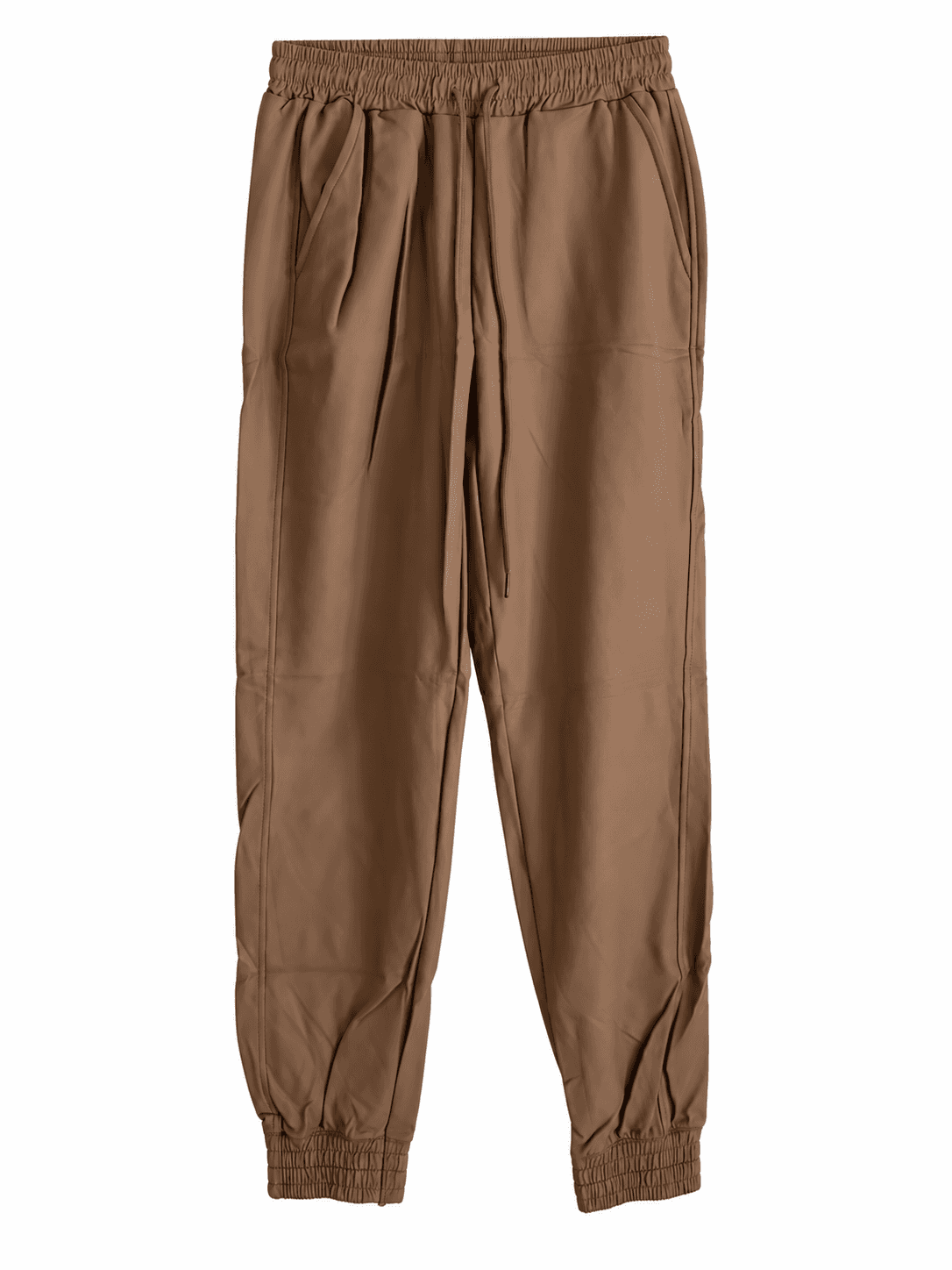 Yu & Me Leather Look Broek Jogger in Beige